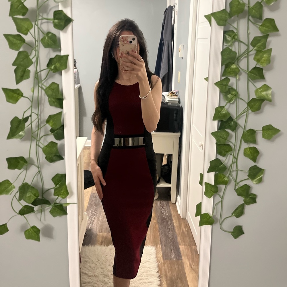 Burgundy midi dress